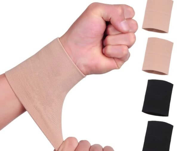 Wrist Compression Sleeve (4PCS), Soft Wrist Support Brace Wrist Bands for Tendonitis, Arthritis, Sprains Pain Relief, Elastic Carpal Tunnel Wraps Protector for Fitness, Sport, Weightlifting, Typing