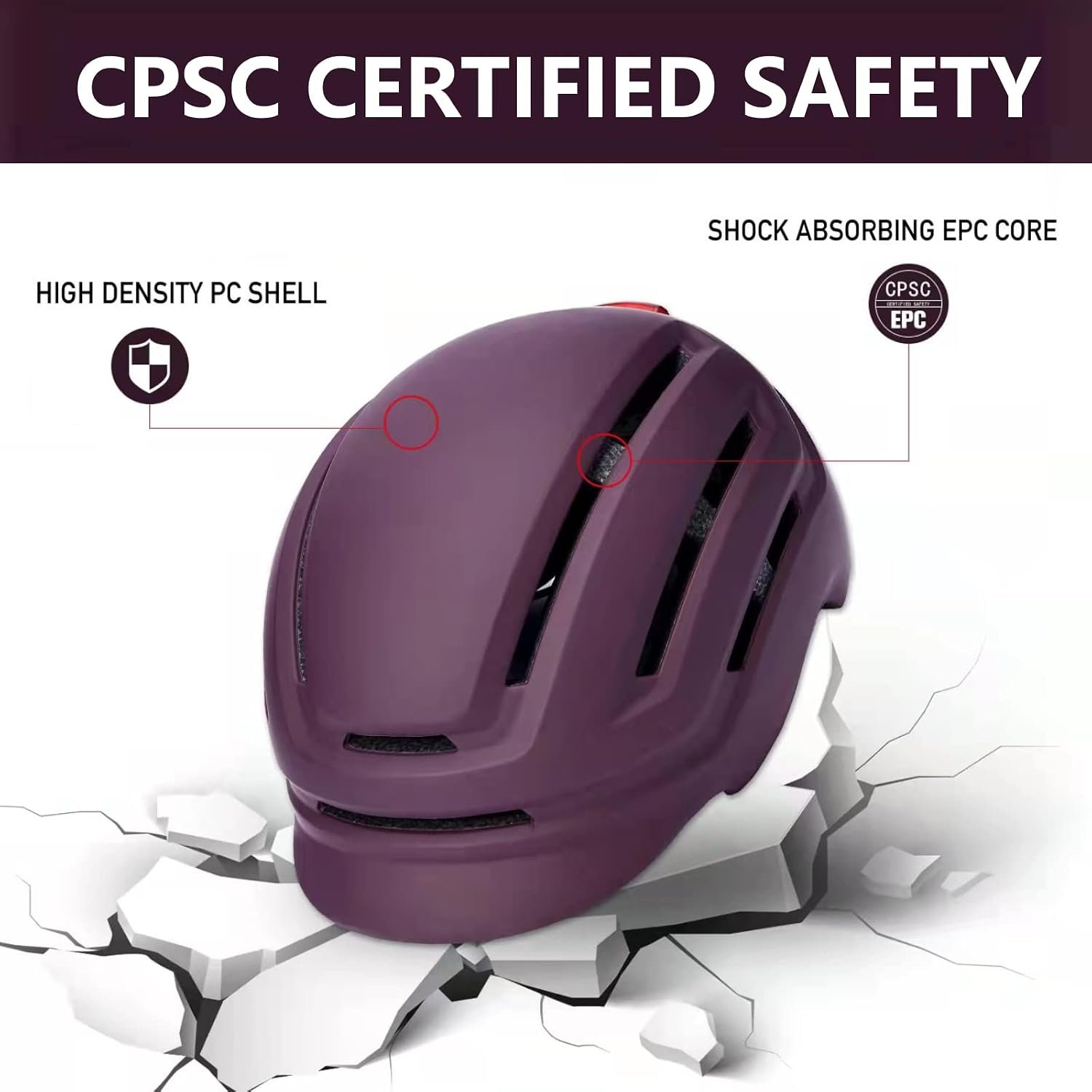 Adult Bike Helmet for Men Women, Mountain Road Bicycle Helmet with USB Rechargeable Taillight - Image 2