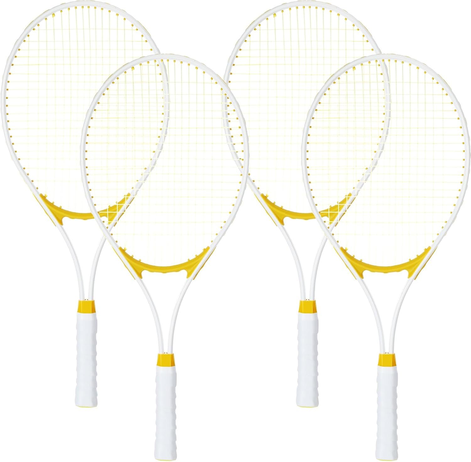 4 Pcs Tennis Rackets for Adults Recreational 4 Players 27 Inch Tennis Racquets Lightweight Tennis Rackets Bulk for Women Men Tennis Training and Beginners with Overgrips and Carry Bag