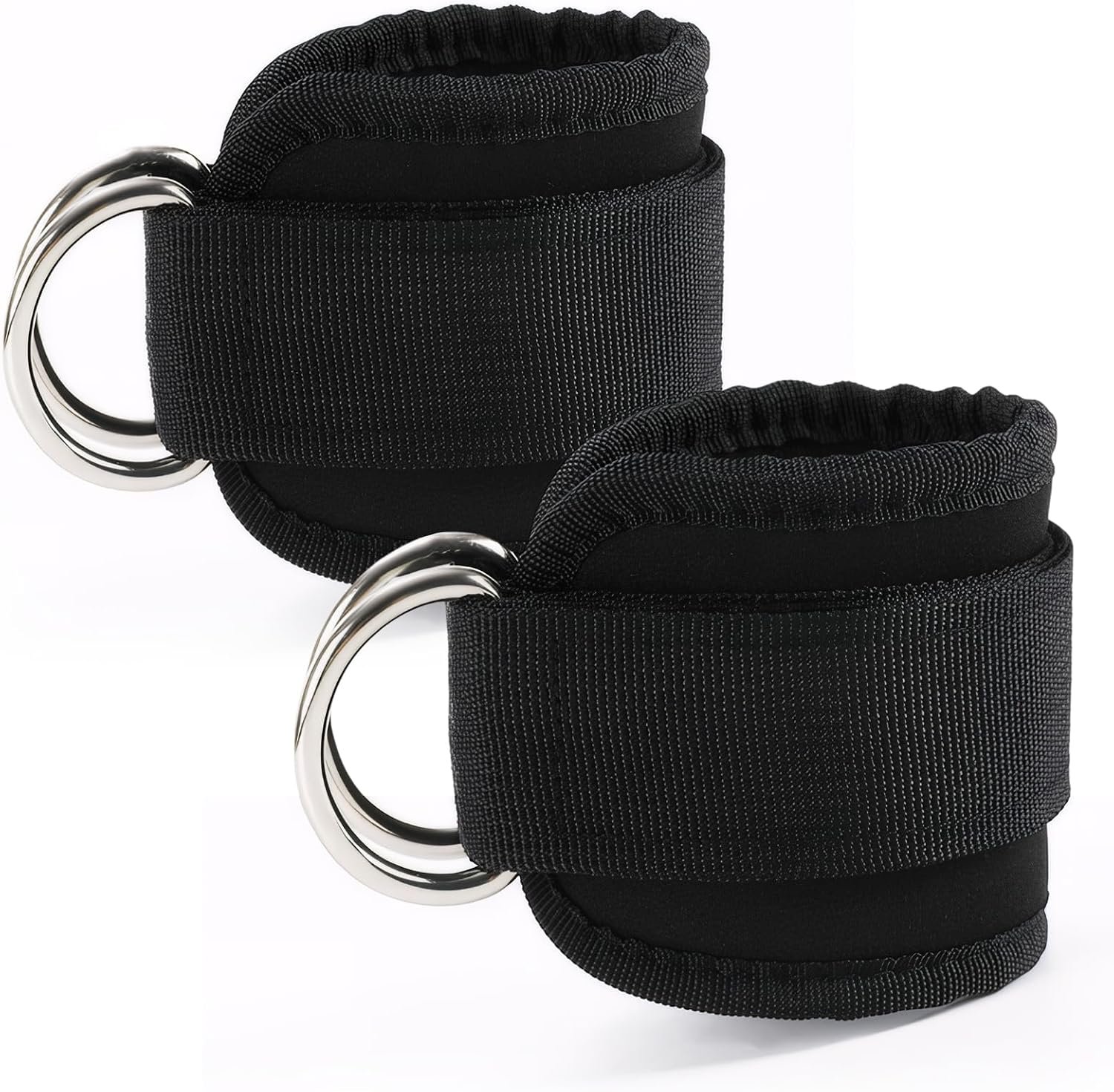 2 PCS Weightlifting Straps with D Ring,Adjustable Wrist Cuffs Gym,Padded Wrist Cuffs,for Cable Machines Strength Training Equipment,Black