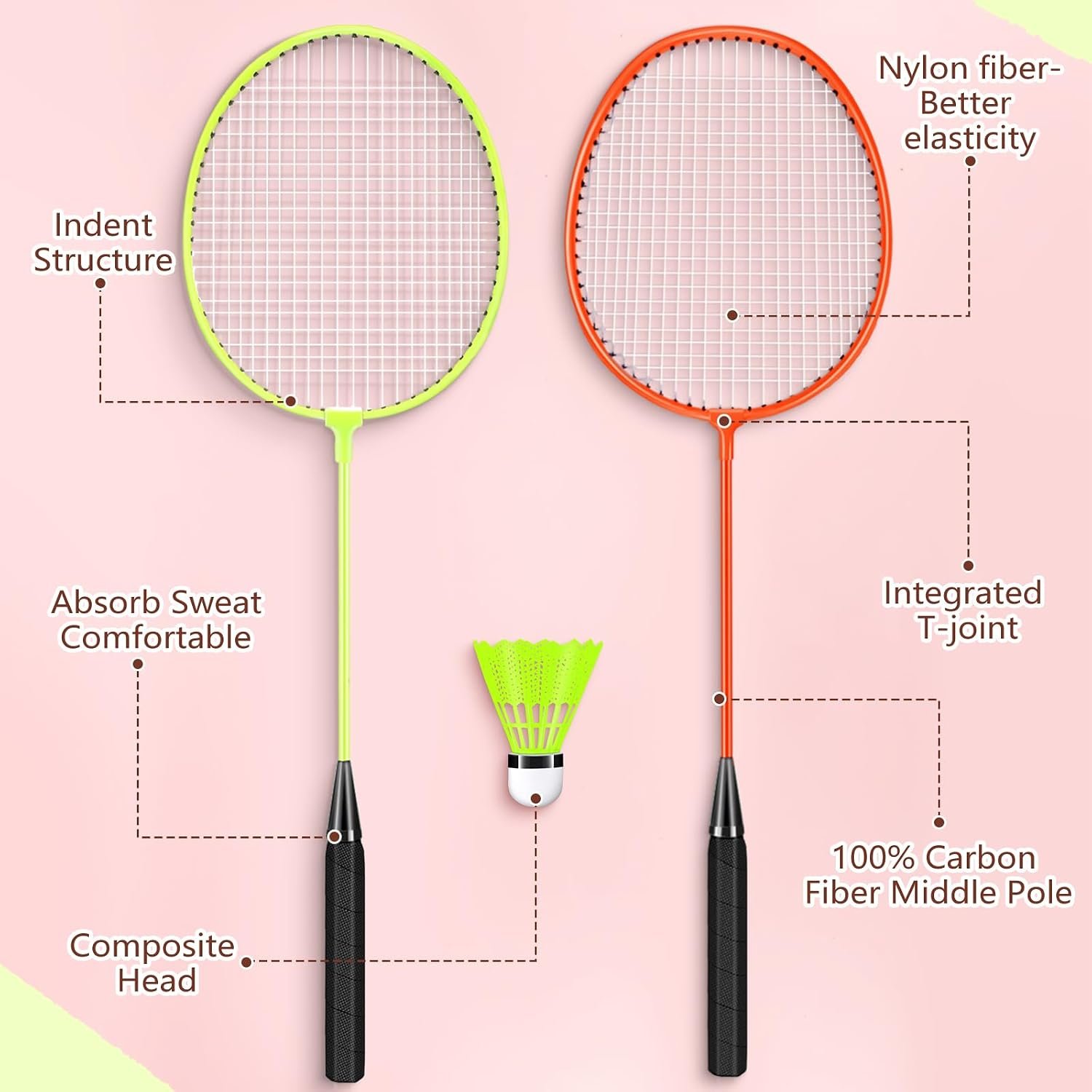 20/40 Pack Badminton Rackets Set with Shuttlecocks and Carrying Bags, Sturdy Lightweight Badminton Rackets Racquet for Adults Beginners Indoor Outdoor - Image 2