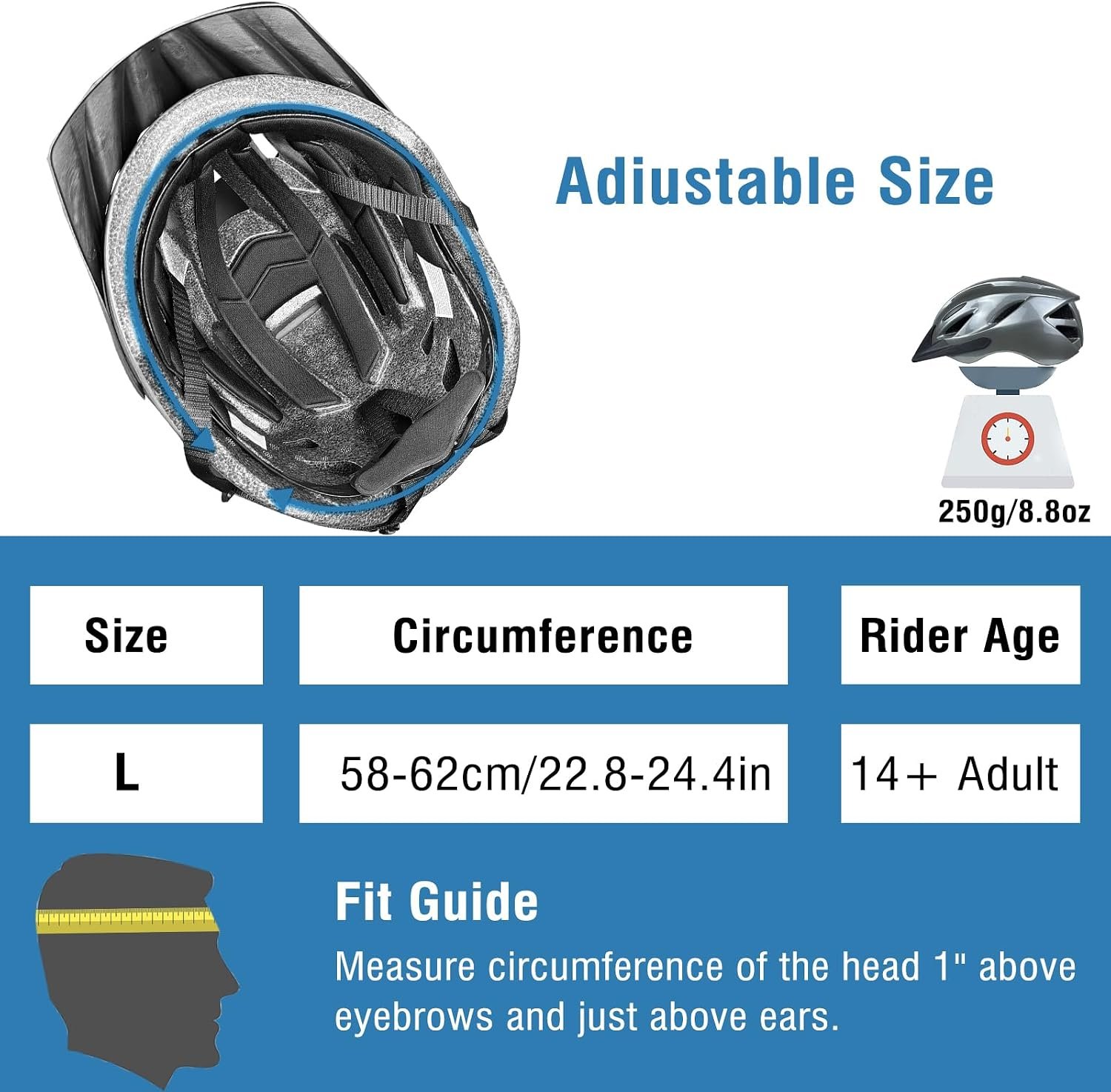 Adult Bike Helmet for Men Women, Adjustable-Cycling Helmet for Fits 58-62cm Head Circumference, CPSC Certified Bicycle Helmet - Image 2