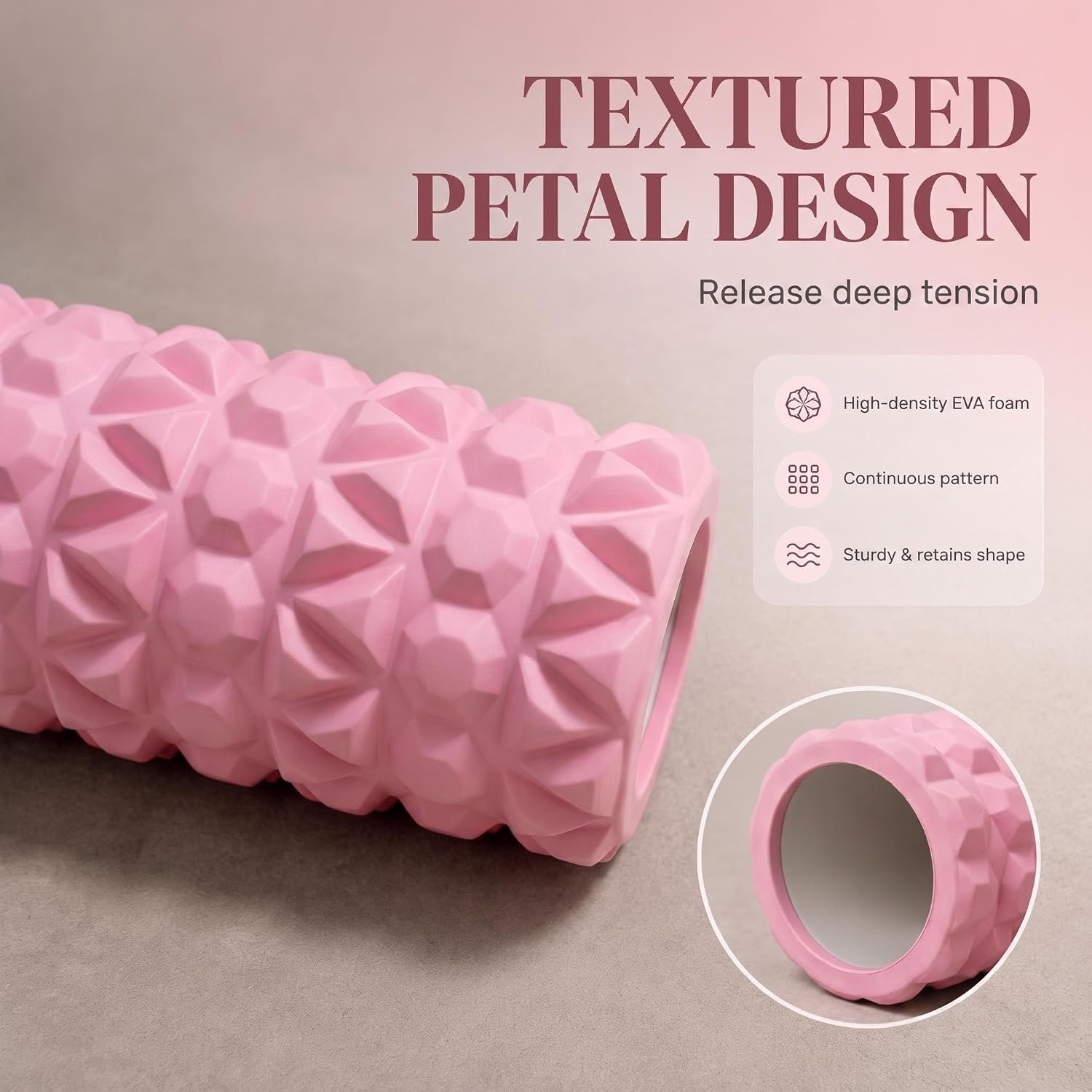 Pink Foam Roller for Exercise Physical Therapy 18IN | High Density Yoga Roller, Portable Massage Roller for Stretching, Back, Legs, Glutes - Fitness Equipment for Women - Image 2