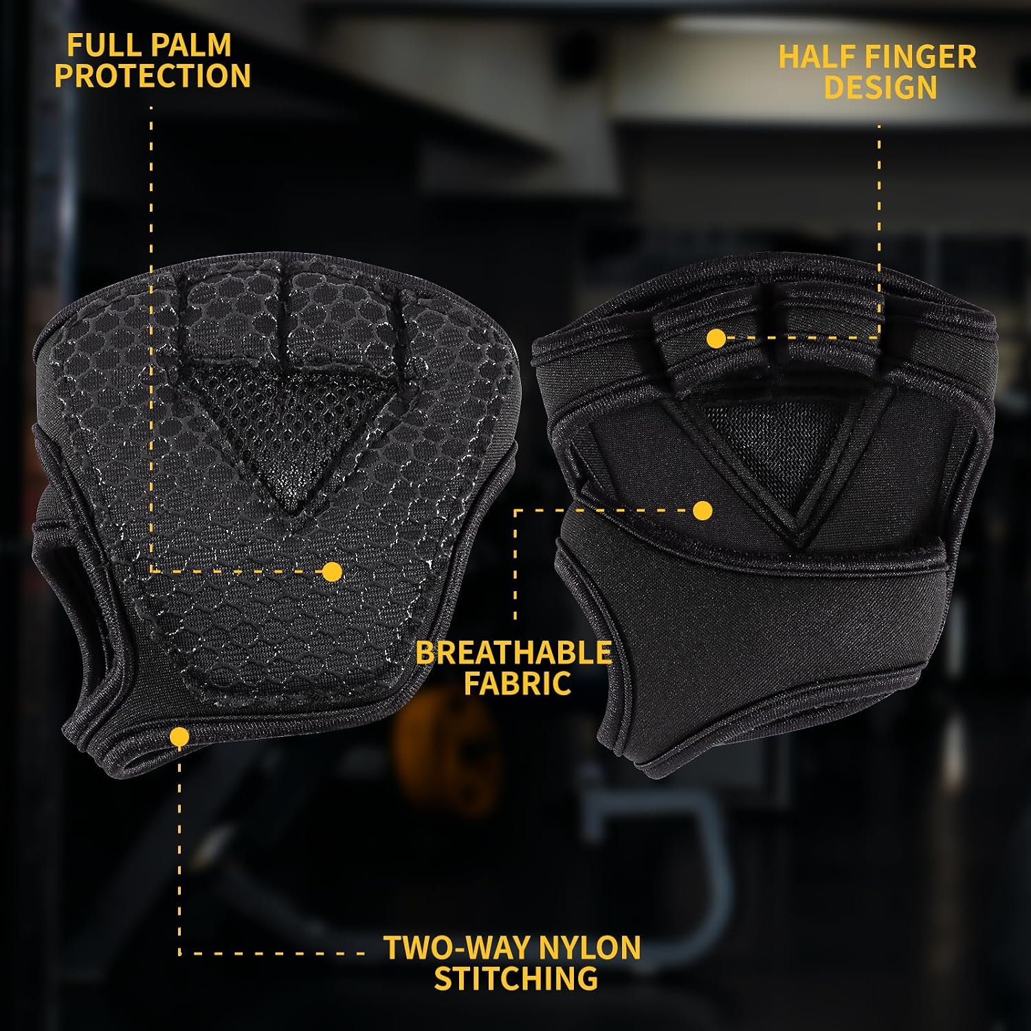 Gym Gloves for Men Women, Padded Weightlifting Wrist Wrap Workout Exercise Glove - Image 2