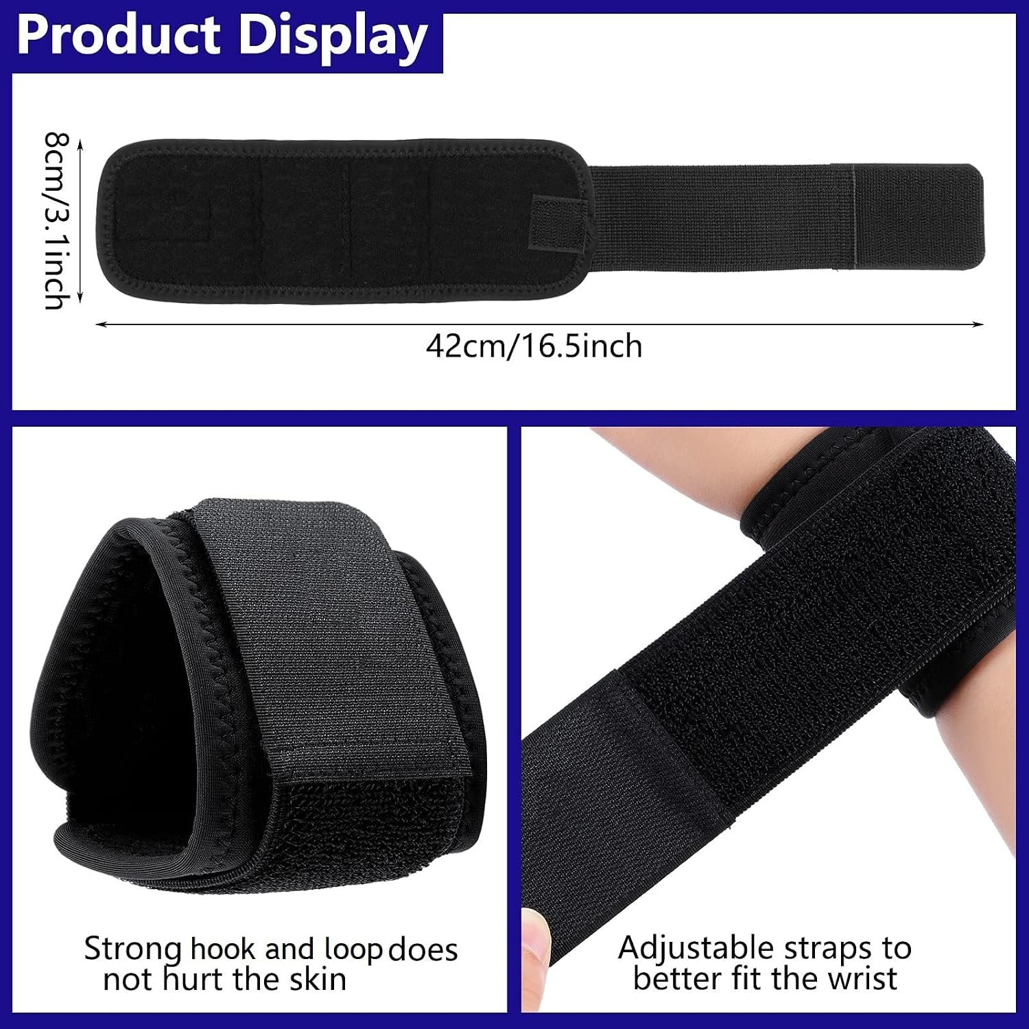 4 Pcs Wrist Brace for Lifting Carpal Tunnel Wrist Brace for Work Adjustable Hand Support Right and Left Hands Guard for Men Women(Black) - Image 2