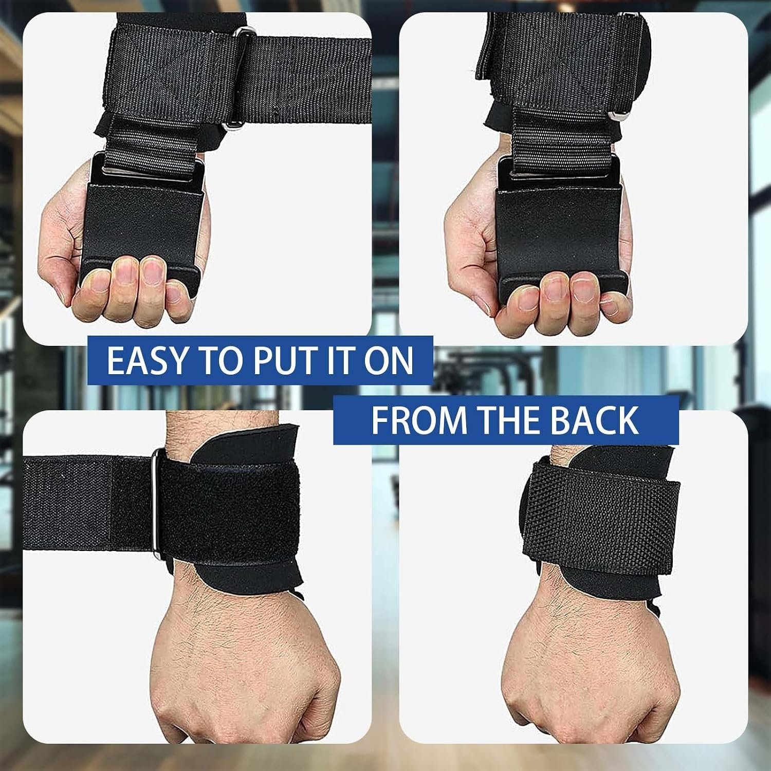 Weight Lifting Hooks (Pair) - Heavy Duty Lifting Wrist Straps, Hand Grip Support for Deadlifts, Pull Ups, Shrugs, Weightlifting Hooks Gym Gloves for Men and Women - Image 2